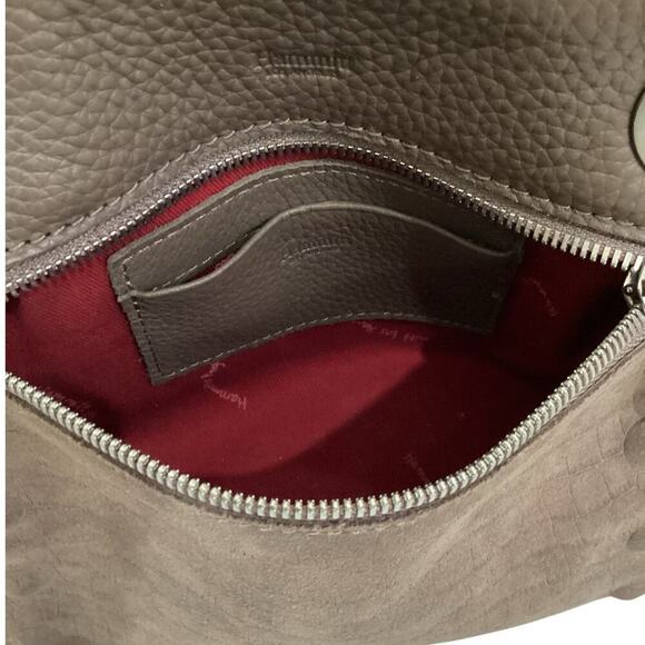 Hammitt Tony Small Taupe Embossed Suede Crossbody Handbag Adjustable Strap - Picture 12 of 14